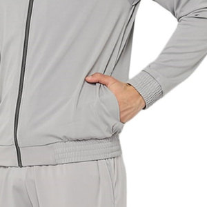<b>Men's</b> Gray Tracksuit Set Full Sleeve <b>Half</b>-<b>Zip</b> <b>Jacket</b> With Drawstring Pants Solid Color Casual Wear Spring Breathable Polyester - Product Image 3