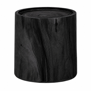 Monolith Drum Accent Coffee <b>Table</b> <b>Black</b> Finish Modern Solid Wood Handmade Non-Foldable Living Room Furniture - Product Image 1