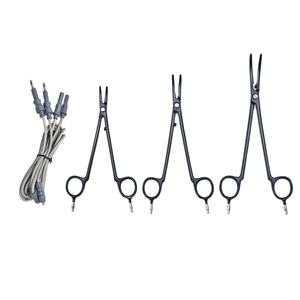 Pince bipolaire antiadhésive, ciseaux chirurgicaux réutilisables, manche noir, pointe droite et arrondie, avec câble, pince bipolaire antiadhésive - Product Image 6