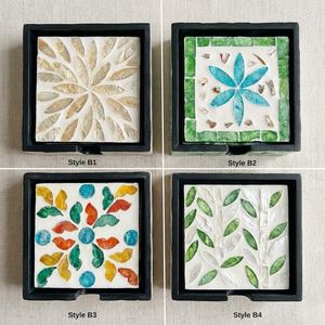 Classic Eco-Friendly Mop <b>Coaster</b> <b>Set</b> 6 with Holder Handmade Table Decor - Product Image 5