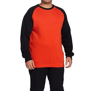เสื้อสเวตเชิ้ตแขนยาวสีแดงดำสำหรับผู้ชาย คอกลม ทรงลำลอง ผ้าถัก สีพื้น ทรงปกติ เหมาะสำหรับใส่ในฤดูใบไม้ร่วง - Product Image 1