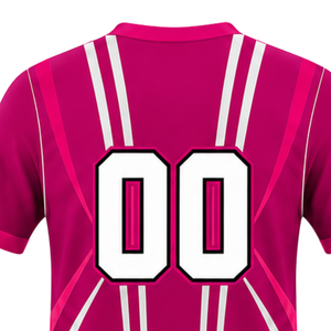 Camiseta de Rugby Rosa y Blanca de Manga Corta con Cuello en V, Uniforme de Equipo Transpirable y Ligero, Ropa Deportiva Personalizada para Entrenamiento - Product Image 4