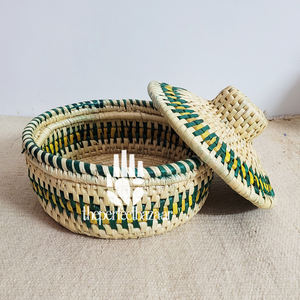 Cesta de Almacenamiento para el Hogar, Cesta de Almacenamiento de Hierba Moonj Natural, Mini Cesta con Tapa y Asa, Ecológica - Product Image 5