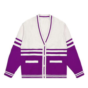 Cárdigan de punto transpirable de primera calidad con cuello en V para hombre, diseño universitario, suéter a rayas con botones para actividades casuales al aire libre - Product Image 5