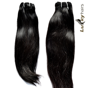 100% มัดผมสีดำธรรมชาติทอสองชั้นกระบวนการทางเคมีไม่มีผมตรงนุ่มสลวยแบบอินเดีย - Product Image 1