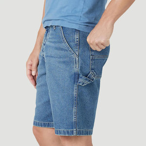 Shorts Bermuda en jean bleu pour homme, taille mi-haute, avec poches, fermeture boutonnée, style décontracté, 100% coton, tissu lavé - Product Image 4