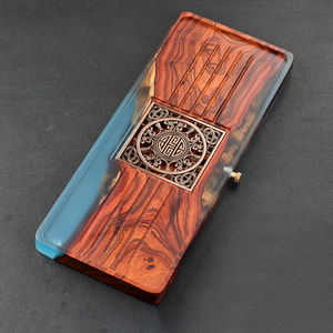Epoxy Resin Serving Wood <b>Tray</b> Walnut Wooden Square Bread Plates for Fruit Salad Platter Vegetable Food Dish - Product Image 2