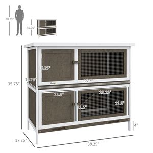 Casetta per Conigli Durevole Marrone da Interno/Esterno, Grande Gabbia in Legno con Rampa per Animali di Taglia Media, Ideale per l'Allevamento di Gatti - Product Image 3