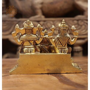 งานแฮนด์เมดรูปปั้นทองเหลืองขนาด2นิ้วของ lakshmi Ganesha and Kubera งานศิลปะอินเดียขนาดเล็กสำหรับให้เป็นของขวัญ - Product Image 3