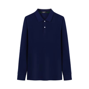 Polo de Manga Larga para Hombre, Color Sólido, Tejido de Punto, Estilo Casual, Azul, Corte Regular - Product Image 3