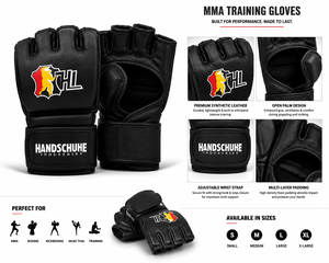 Gants d'arts martiaux MMA en cuir à demi-doigts avec fermeture Velcro unisexe pour l'entraînement - Product Image 6