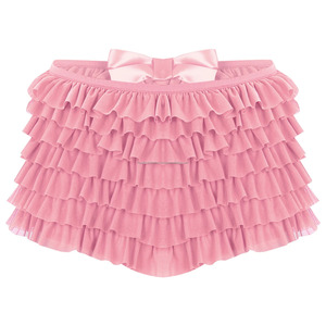 Culotte sexy à volants à plusieurs niveaux pour femmes taille basse culotte de citrouille short de sécurité en dentelle Sweet Victorian Bloomers Clubwear Hot Shorts - Product Image 3