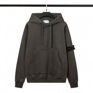 Sudadera con capucha de forro polar con insignia de Stone Island, estilo americano para otoño e invierno, de marca de moda para amantes - Product Image 5