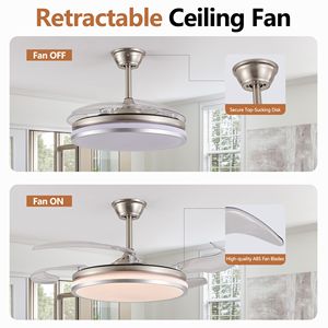 Ventilatore da Soffitto LED Moderno da 42 Pollici con Telecomando, Pale Retrattili a 2 Livelli, 6 Velocità Regolabili, Funzionamento Silenzioso, Design a 2 Livelli - Product Image 4