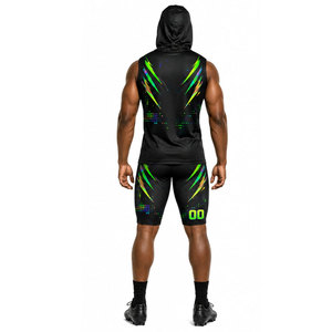 Uniformes de Flag Football 7on7, Diseño Personalizado, Conjunto de Uniforme Sublimado, Sudaderas con Capucha y Pantalones Cortos de Compresión - Product Image 3