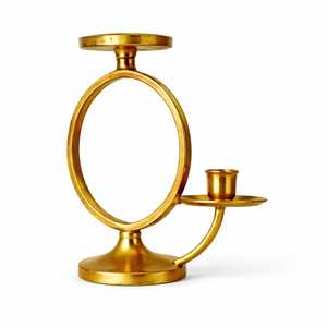 Porte-bougie court doré, support à bougie moderne en métal, porte-bougie décoratif compact, décoration de table de luxe, centre de table de mariage - Product Image 5