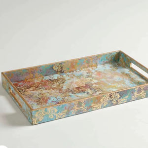 Bandeja de Servir Esmaltada Vintage, Bandeja de Metal Esmaltada Blanca Clásica, Bandeja Rectangular de Esmalte para Servir - Product Image 1