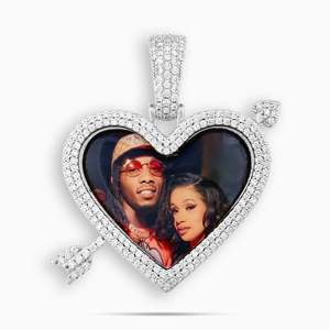 Collier pendentif en moissanite taille cœur, argent 925 plaqué rhodium, style romantique, chaîne maille forçat, cadeau unisexe, bijoux - Product Image 3