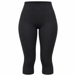 <b>Womens</b> Black High Waist Capri Yoga <b>Leggings</b> Four Way Stretch Quick Dry Workout Pants - Product Image 1