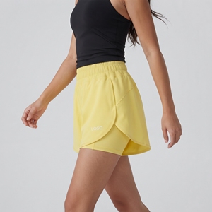 Women's Lightweight Gym <b>Shorts</b> Yoga Yellow High Waist Skorts With Pockets Running Fitness Workout Loose Fit Athletic Sportswear - Product Image 3