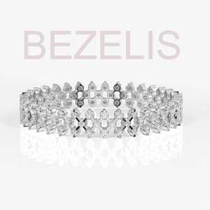 Bracelet jonc géométrique éblouissant en diamant de laboratoire rond, or rose 14 carats, finition polie, glamour ultime - Product Image 4