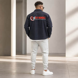 FLY HUMBLE SPORTSWEAR Men's Black Corduroy Blouson Windproof Turn-down Collar Regular Fit Casual Autumn Wear 100% Cotton - Product Image 3