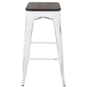 Set di 2 sgabelli da bar impilabili Oregon Industrial in bianco vintage ed espresso - Product Image 3