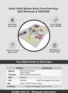 Alfombra Moderna de Lana con Diseño Floral, Pelo Alto y Extra Grueso para Sala de Estar, Dormitorio, Decoración de Interiores del Hogar - Product Image 6