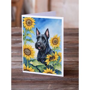 สก๊อตเทร์เรียร์ในรูปดอกทานตะวันแปลกๆ A7การ์ดอวยพรเปล่าแพ็ค8ซอง5x7ขนาดโน้ต - Product Image 2