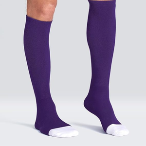 Wholesale Purple <b>Knee</b> <b>High</b> Socks Soccer Softball Rugby Sports 100% Cotton Solid Color Breathable Knitted Summer Adults Youth - Product Image 1
