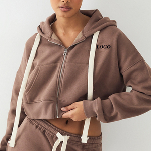 Sudadera con capucha corta con cremallera para mujer, ajuste relajado, estilo casual 2026 / Sudadera con capucha corta con cremallera para mujer, ligera, estilo casual urbano - Product Image 1