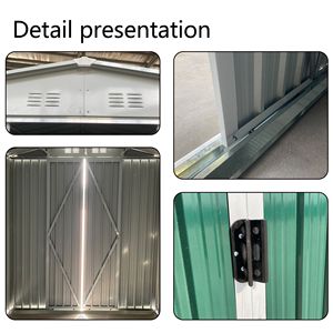 หลังคา10FTx8FT เอเพ็กซ์หน้าต่างอลูมิเนียมสีเทากรอบโลหะป้องกันการกัดกร่อนเครื่องมืออเนกประสงค์บ้านพร้อมประตูล็อคได้โรงเก็บของในสวน - Product Image 5