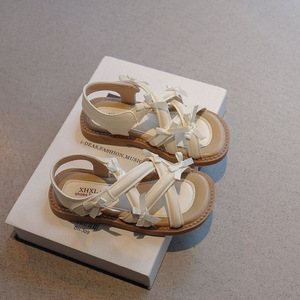 <b>Girls</b> Summer <b>Sandals</b> Princess Style Bow Soft Sole Non Slip Hook and Loop Baby Walker Shoes Cross Strap <b>Toddler</b> - Product Image 4