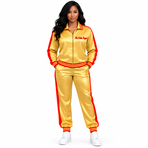 PDK <b>Womens</b> Polyester Tracksuit Casual Sports Two Piece Outfit Featuring Long Sleeve Zip <b>Jacket</b> and Matching Jogger Pants - Product Image 1