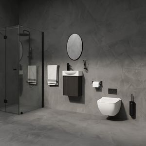 Mobile Bagno Moderno da 16 Pollici per Spazi Ristretti, Set Lavabo Nero con Praticità ed Eleganza - Product Image 1