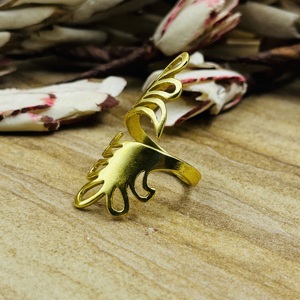 Modern Bohemia Brass Ring Boho Leaf Jewelry For Women 18k Gold Plated Floral <b>Wrap</b> Statement Open Finger For Wholesale/OEM/ODM - Product Image 4