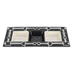 White <b>Black</b> Enamel 3 Compartment <b>Trays</b> Snacks Cookie <b>Tray</b> & Dish For Serving Decorative <b>Trays</b> For Guests Room Tabletop - Product Image 3