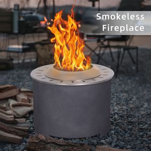 Brasero sans fumée rond de 20,5 po en acier inoxydable pour brûler du bois, avec base TerraFab et couvercle anti-intempéries pour l'extérieur - Product Image 2
