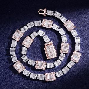 An Illusion unique hip hip chain 22 inch 12 mm custom piece two tone 925 sterling silver moissanite diamonds unisex chain <b>tester</b> - Product Image 2