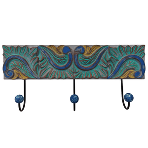 Colgador de llaves decorativo tallado en madera Smart Art Green Wash, hecho a mano, para montar en la pared, organizador de llaves, decoración de pared de madera de ingeniería. - Product Image 1