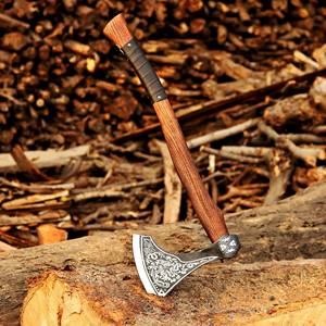 Hacha Vikinga Forjada a Mano en Acero con Alto Contenido de Carbono, Mango de Madera de Fresno, Funda de Cuero, Longitud Total de 26 Pulgadas - Product Image 6
