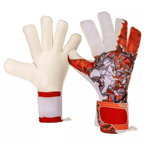 Football Goalkeeper <b>Gloves</b> With Wolf Print PU Material Non-Slip Breathable Adjustable Wrist Strap Full Finger Unisex - Product Image 1