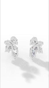 Boucles d'oreilles clous de luxe multi-pierres avec combinaison de pierres taillées en marquise et en poire, or 10K, bijoux fins, fournisseur en gros - Product Image 4