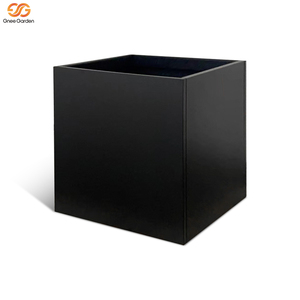 Prix d'usine, pot à fleurs en fibre de verre noir carré de 24 pouces, écologique, style américain, livraison locale aux États-Unis - Product Image 2