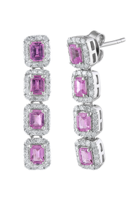 Pendientes de diamantes y zafiro rosa en plata de ley 92,5 KLST-30760 - Product Image 3
