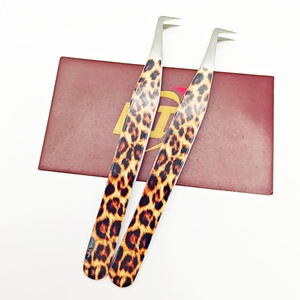 Pinzas Profesionales para Extensión de Pestañas, Acero Inoxidable, Volumen de Pestañas, 90 Grados, OEM, Pinzas con Estampado de Guepardo - Product Image 2