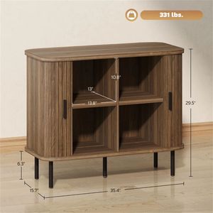 Walnut Wood Coffee Bar Cabinet <b>Sideboard</b> with Storage Space <b>Sideboards</b> Category-Buffet Cabinet - Product Image 6