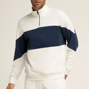 Customize Men's 100% Cotton <b>Fleece</b> Quarter Zip <b>Sweatshirt</b> With Digital Printing Paneled Design Casual Wear Oversized Fit Hoodies - Product Image 4