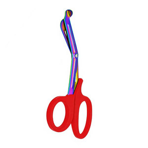 Ciseaux EMT 7,25 pouces, lames arc-en-ciel, manche rouge, acier inoxydable allemand, ciseaux utilitaires manuels, bandage médical, traumatisme, paramédical - Product Image 4