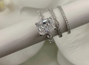 2.5 CT Radiant Moissanite Engagement <b>Ring</b> Set Hidden Halo Vintage <b>Ring</b> <b>925</b> Sterling <b>Silver</b> Engagement <b>Ring</b> Gift For Anniversary - Product Image 3